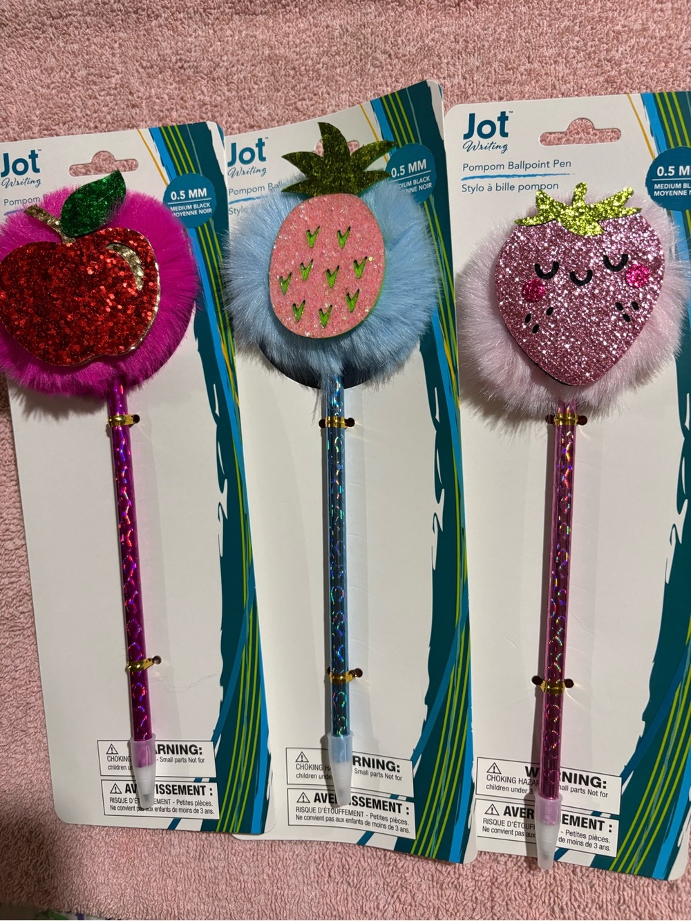 Jot Pom-Pom Ballpoint Pen - Pink, Light Blue, Hot Pink